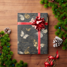Papel De Presente Vintage Butterflies on Vintage Handwriting