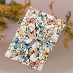 Papel De Presente Vintage Butterfly Belo Creme Decoupage