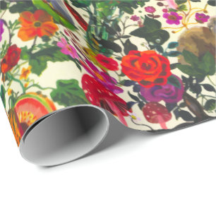 Papel De Presente Vintage Butterfly Rabbit Garden Floral