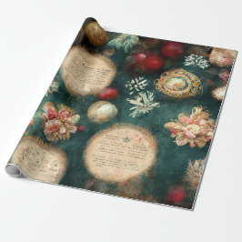 Papel De Presente Vintage Candy, folhas e ornamentos Natal