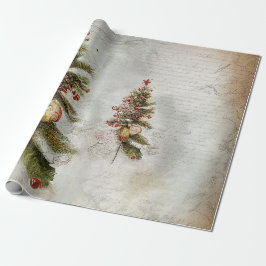 Papel De Presente Vintage Candy, folhas e ornamentos Natal
