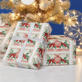 Papel De Presente Vintage - Carimbo de Natal Feliz