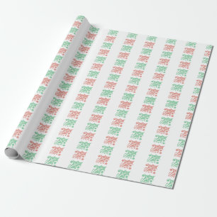 Papel De Presente Vintage Checked Christmas Holly White