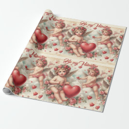 Papel De Presente Vintage Cherub Angels