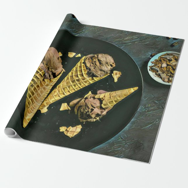 Papel De Presente Vintage chocolate ice cream cones (Desenrolado)