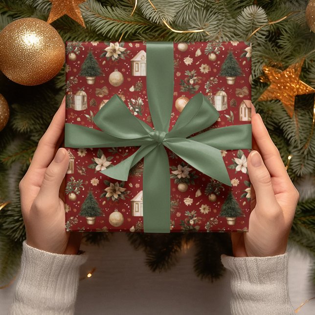 Papel De Presente Vintage Christmas Pattern Wrapping Paper (Criador carregado)