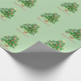 Papel De Presente Vintage Christmas Tree with a Star & Heart Cookie