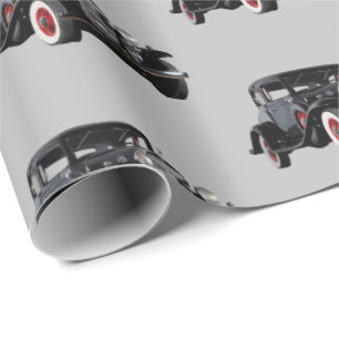 Papel De Presente Vintage Classic Black Antique Car Masculine