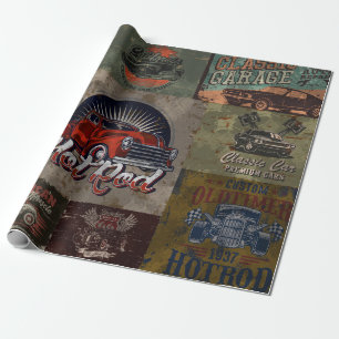 Papel De Presente Vintage Classic Car Graphic