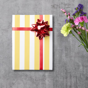 Papel De Presente Vintage Classic Yellow & White Stripes