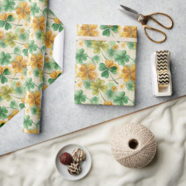Papel De Presente Vintage Clover Luck Rua. Dia de Patrick