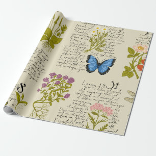 Papel De Presente Vintage com um padrão uniforme com texto manuscrit