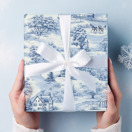 Papel De Presente Vintage Country Christmas Blue