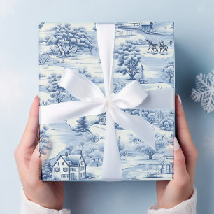 Papel De Presente Vintage Country Christmas Blue