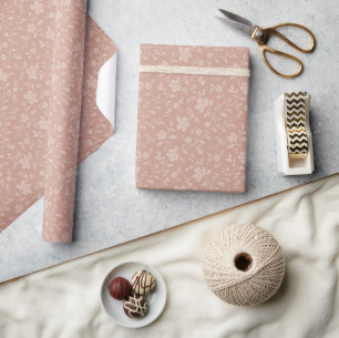 Papel De Presente Vintage Cream Florals - Romântico elegante