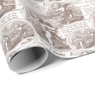 Papel De Presente Vintage Cupídeos Franceses do Toile Apaixonados