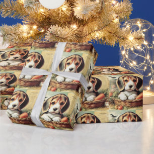 Papel De Presente Vintage Cute Beagle Puppy