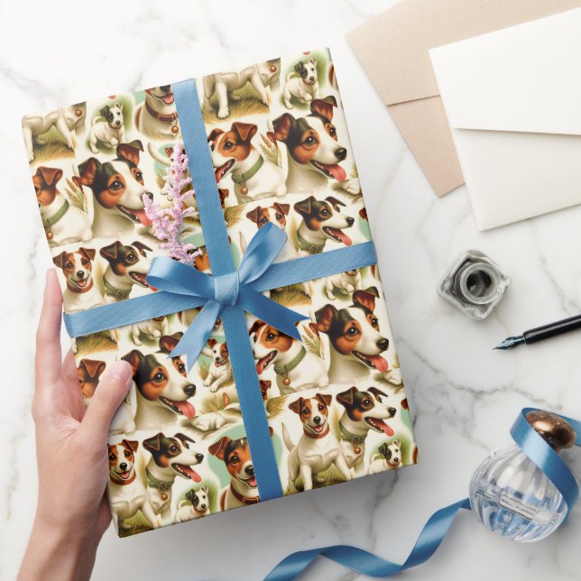 Papel De Presente Vintage Cute Jack Russell Terrier (Presentear)