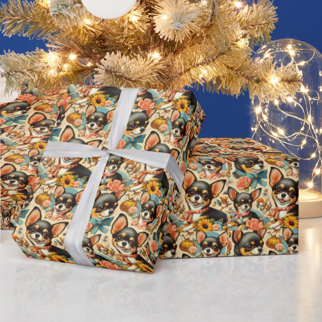 Papel De Presente Vintage Cute Seamless Chihuahua (Feriados)