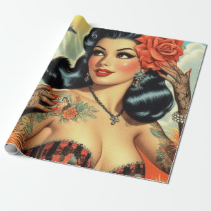 Papel De Presente Vintage Cute Tattoo Girl