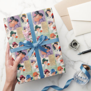 Papel De Presente Vintage Damas Chapéus Colorido Moda das Mulheres