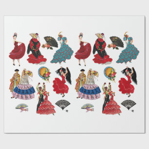 Papel De Presente Vintage, dançarina espanhola do Flamenco, mulheres