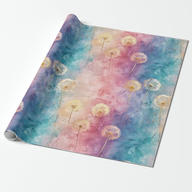 Papel De Presente Vintage Dandelion Abstract Pattern (3) (Desenrolado)