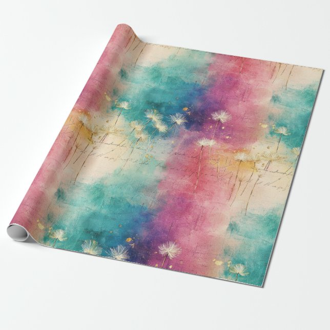 Papel De Presente Vintage Dandelion Abstract Pattern (4) (Desenrolado)