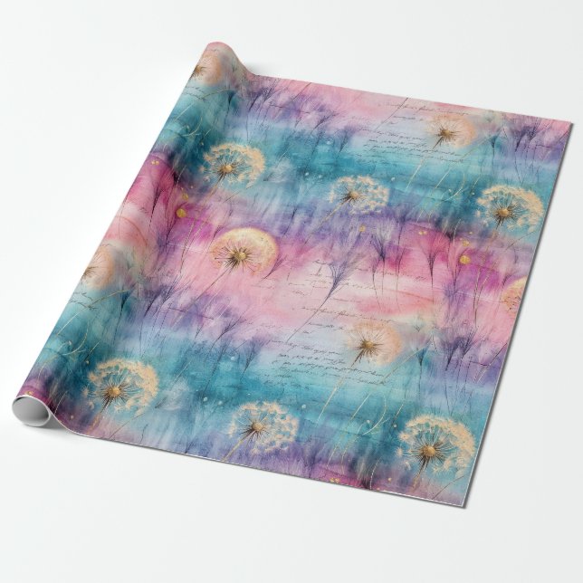 Papel De Presente Vintage Dandelion Abstract Pattern (6) (Desenrolado)