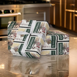 Papel De Presente Vintage de Carimbos de Natal