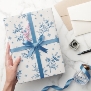 Papel De Presente Vintage de Natal Toile de Jouy Dusty Blue