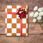 Papel De Presente Vintage do quadro de verificação branco laranja qu<br><div class="desc">Papel de mola de vinheta da placa de xadrez laranja e branca queimada</div>