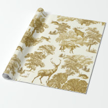 Vintage Dourada Deer Fox Hare Country Toile
