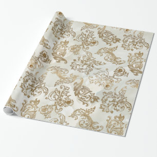 Papel De Presente Vintage Dourada Rolls em Faux Marble