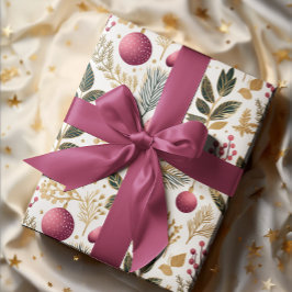 Papel De Presente Vintage Dourado e rosa | Padrões Botânicos dos Orn