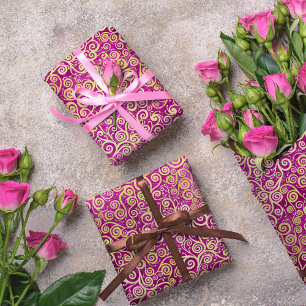 Papel De Presente Vintage Dourado Swirls - Padrão Clássica Bonita Ro