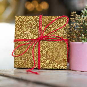 Papel De Presente Vintage Dourado Swirls - Padrão Classy Abstrato Br