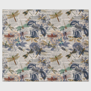 Papel De Presente Vintage Dragonflies Series Design 5