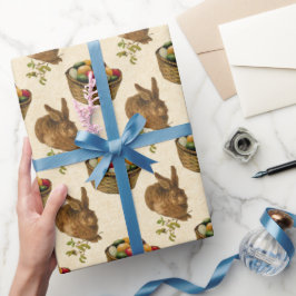 Papel De Presente Vintage Easter Bunny e Basket Party