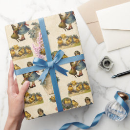 Papel De Presente Vintage Easter Bunny e o pacote de festas para rap