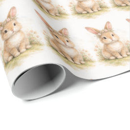 Papel De Presente Vintage Easter Bunny Rabbit Egg Watercolor