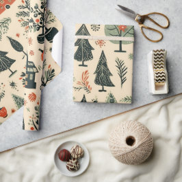 Papel De Presente Vintage Elegant Christmas Pattern Wraping Paper