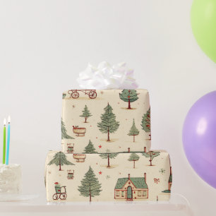 Papel De Presente Vintage Elegant Christmas Pattern Wraping Paper