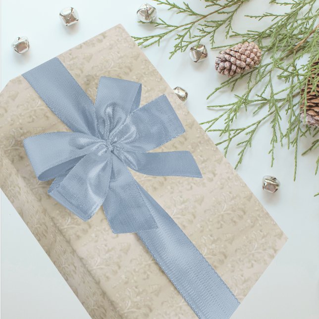 Papel De Presente Vintage Elegant Ecru Antique Damask (Elegant faded antique damask pattern)