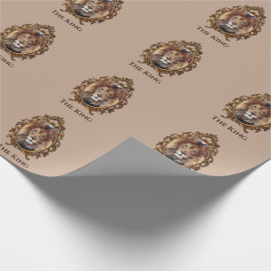Papel De Presente Vintage Elegante Brown Lion King Pais Retroritário