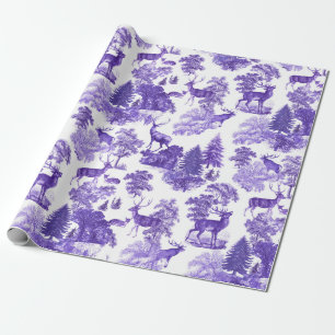 Papel De Presente Vintage Elegante Clássica Periwinkle Blue Deer Woo