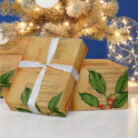 Papel De Presente Vintage Ephemera Christmas Song A Babe é Nascer<br><div class="desc">Vintage ephemera papel de embrulho de Natal com uma adorável Holly vermelha em A Babe é impressão de Nascer de Música do Livro Cristão de Carol. O seu presente vai ficar muito alegre debaixo da árvore. Ideal para amantes de vintage.</div>
