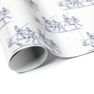 Papel De Presente Vintage Estylized Polo Match Desenho #2 Azul
