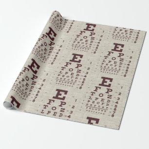 Papel De Presente Vintage Eye Chart em Burlap