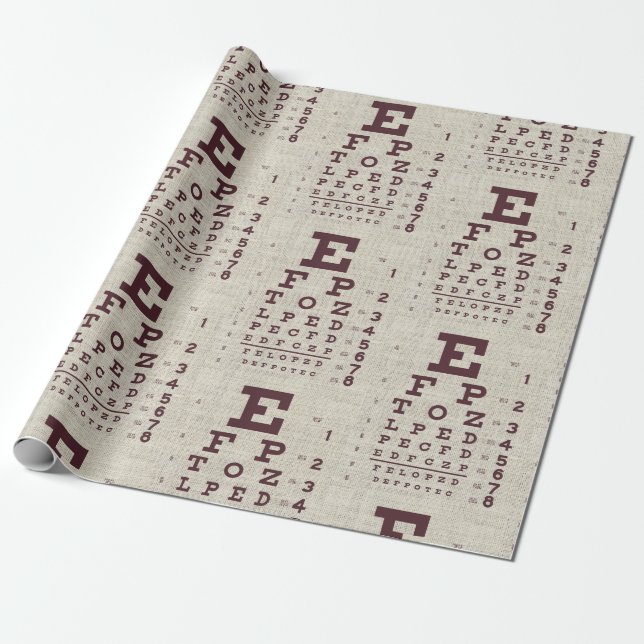 Papel De Presente Vintage Eye Chart em Burlap (Desenrolado)